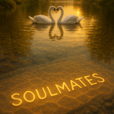 Soulmates Swan Heart Reflection canvas wall art for living room