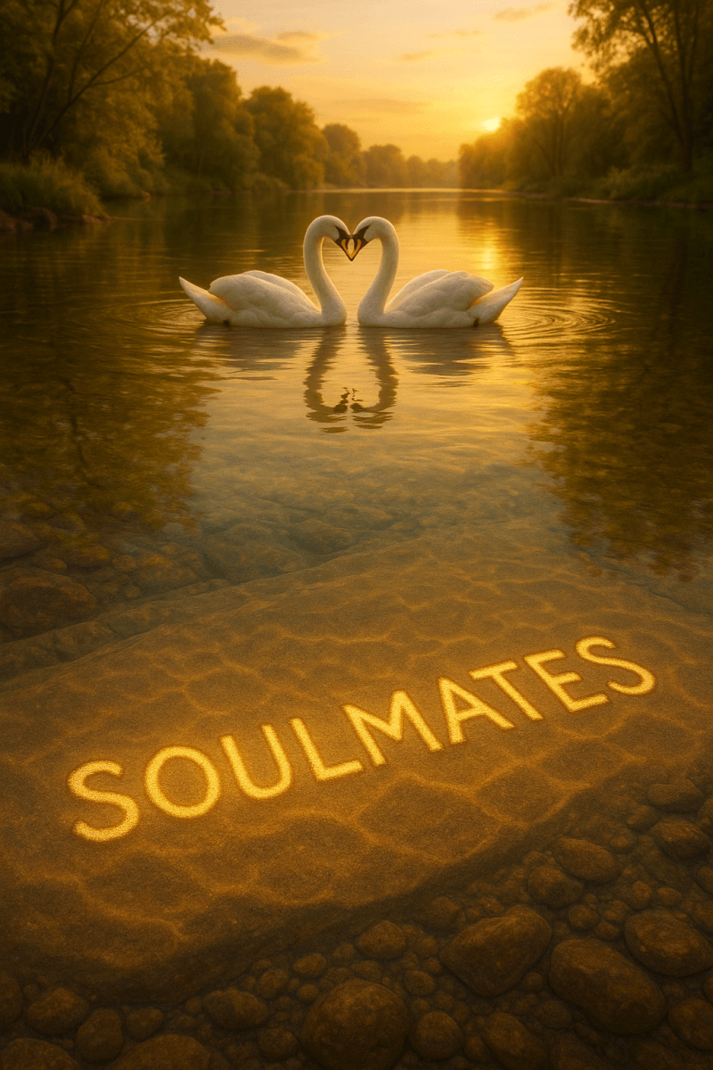 Soulmates Swan Heart Reflection canvas wall art for living room