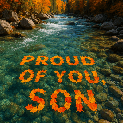 Autumn Stream Message wall art print for home decor