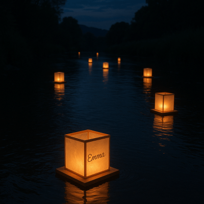 River Of Floating Lanterns canvas wall art for living room