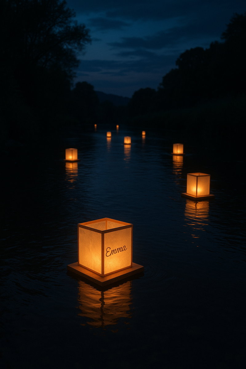River Of Floating Lanterns canvas wall art for living room