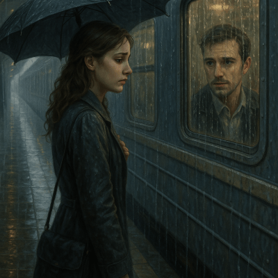 Rainy Farewell modern art print for studio or study