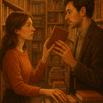 Bookshop Encounter printable art for gallery wall