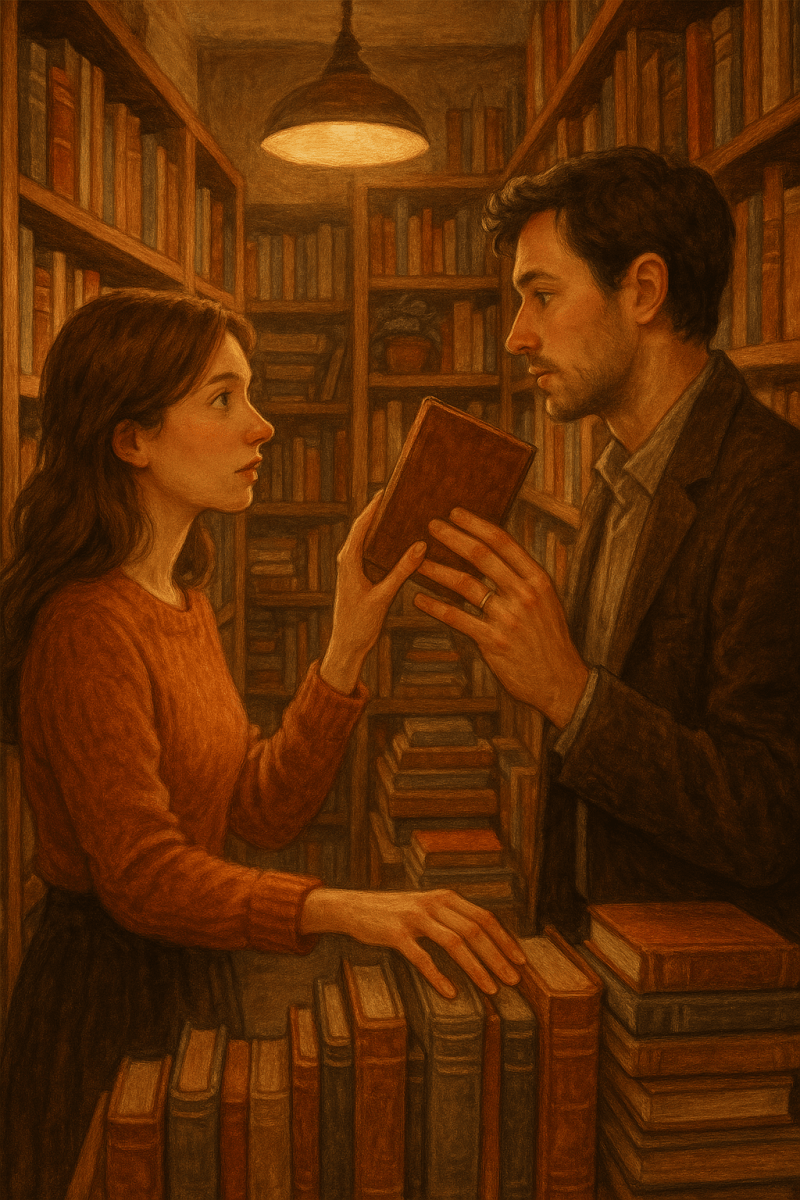 Bookshop Encounter printable art for gallery wall