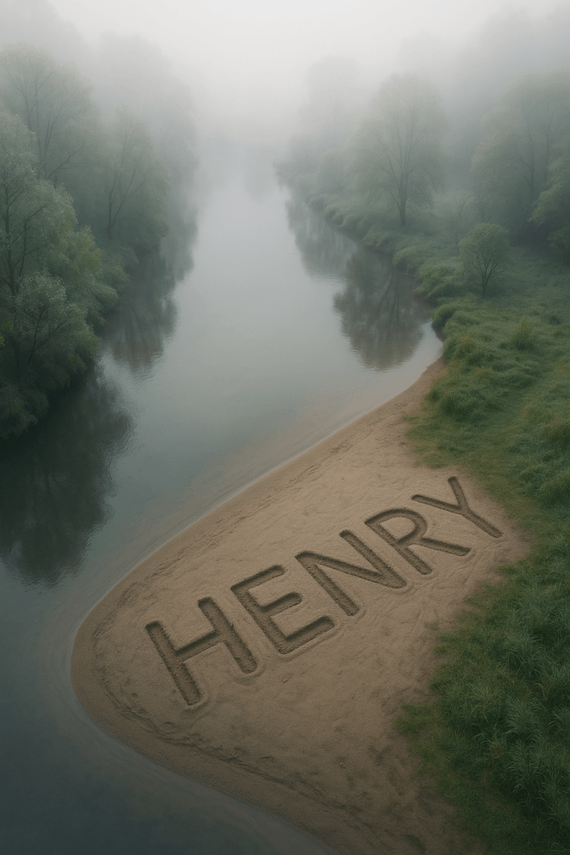 Henry's Misty Riverbank modern art print for studio or study