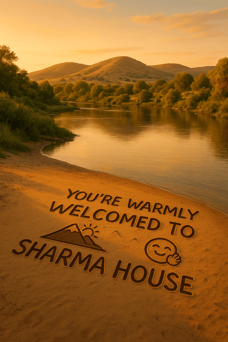 Golden Riverside Welcome contemporary art piece for any space