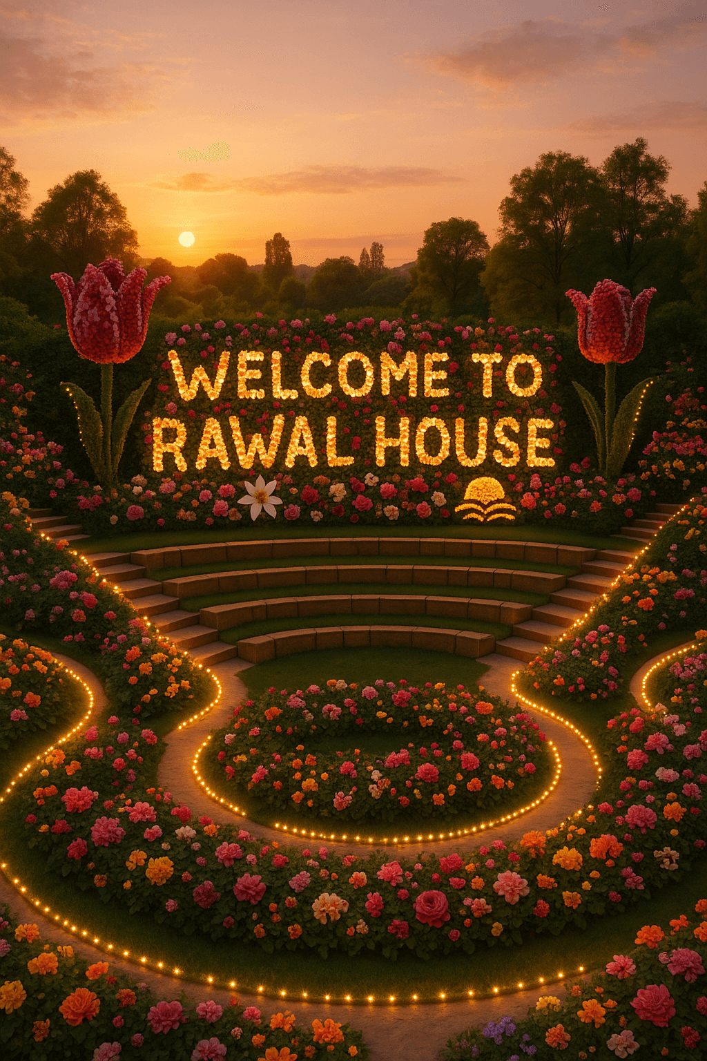 Garden Amphitheater Glow canvas wall art for living room