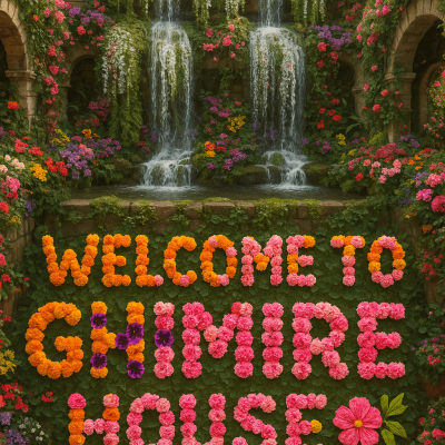 Enchanted Floral Courtyard contemporary art piece for any space