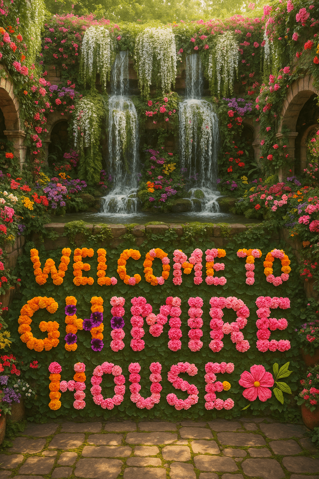 Enchanted Floral Courtyard contemporary art piece for any space