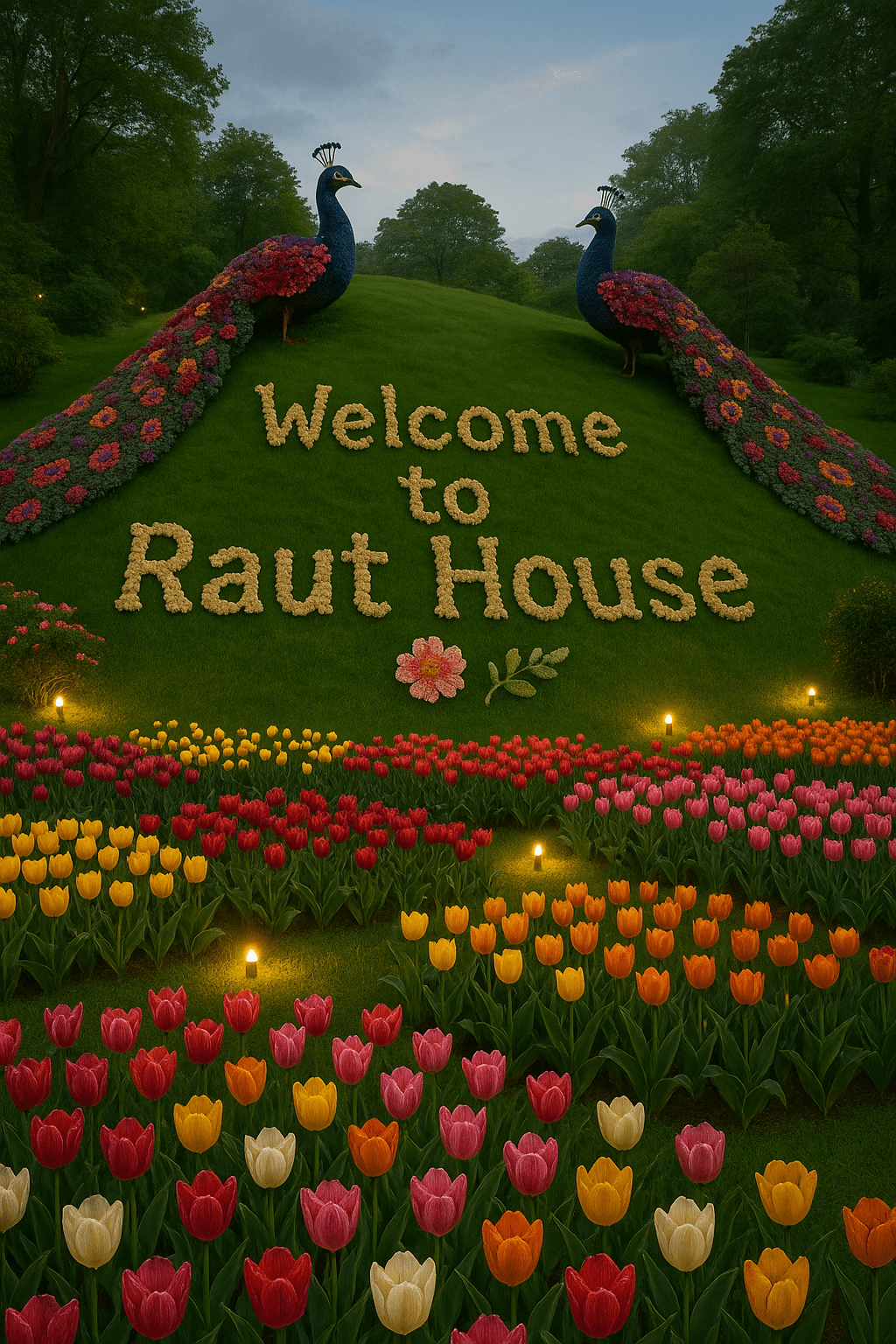 Peacock Floral Display contemporary art piece for any space