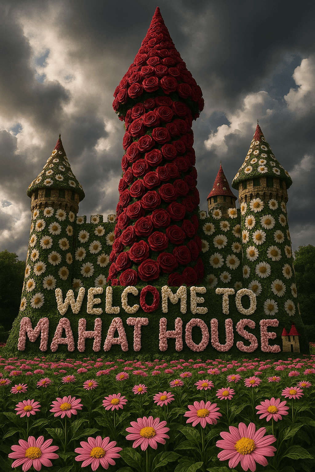 Floral Garden Tower canvas wall art for living room