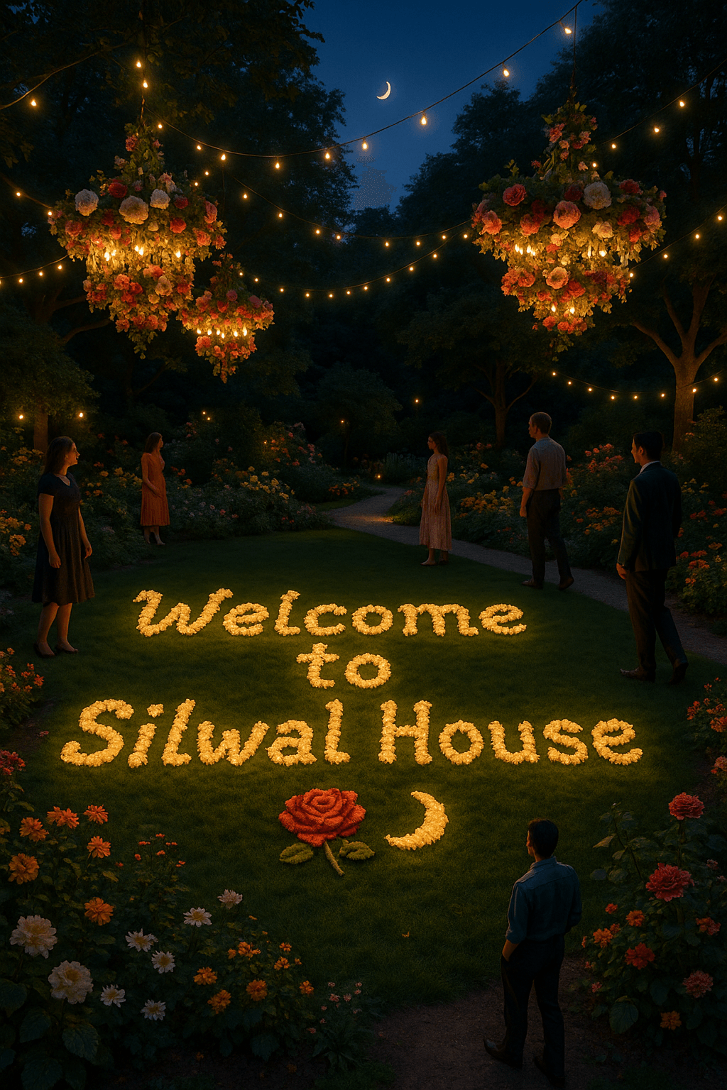 Twilight Garden Serenity digital artwork for bedroom or office