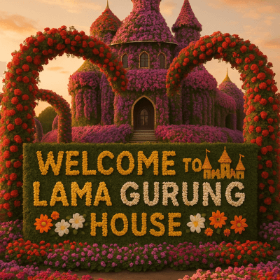 Floral Palace Entrance digital artwork for bedroom or office