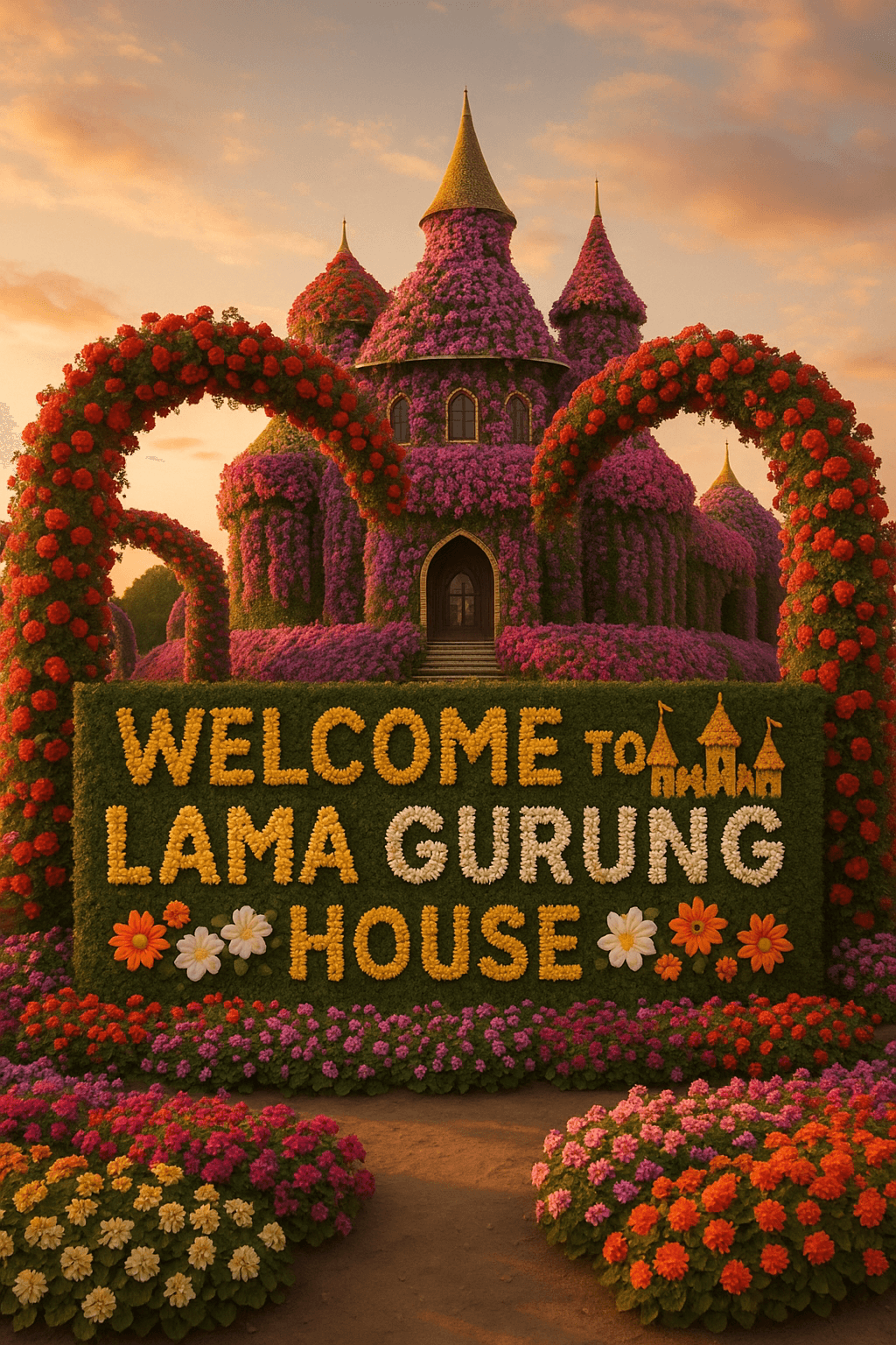 Floral Palace Entrance digital artwork for bedroom or office