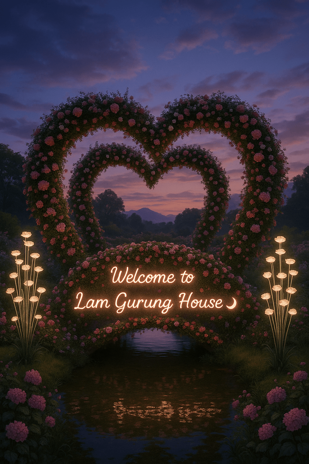 Twilight Floral Garden Welcome highโresolution printable wall decor