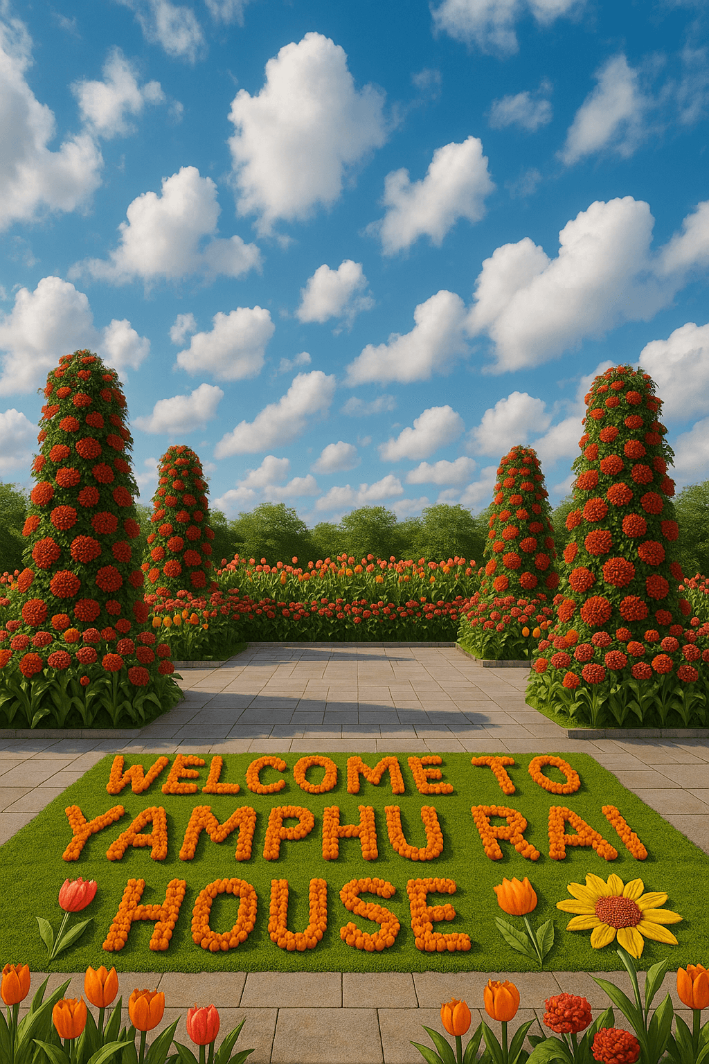 Garden Plaza Welcome digital artwork for bedroom or office