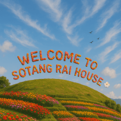 Sotang Floral Hilltop modern art print for studio or study