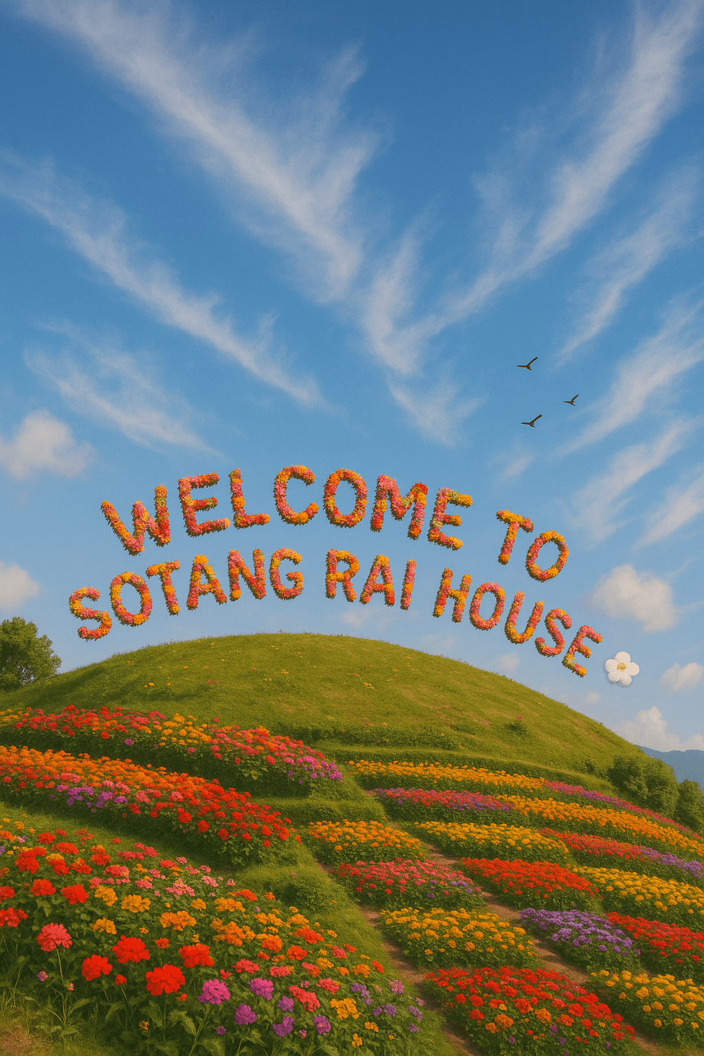 Sotang Floral Hilltop modern art print for studio or study