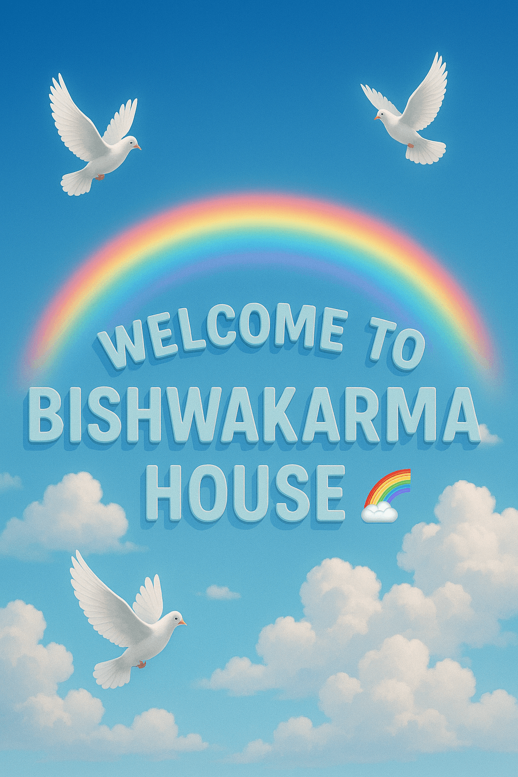 Rainbow Welcome Above Clouds highโresolution printable wall decor