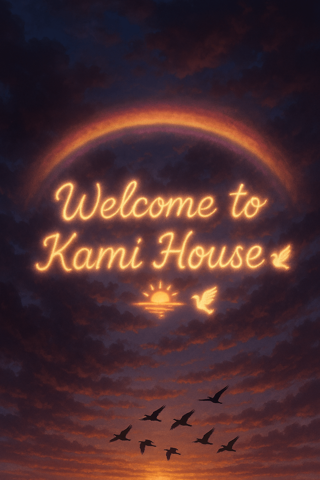 Twilight Rainbow Welcome canvas wall art for living room