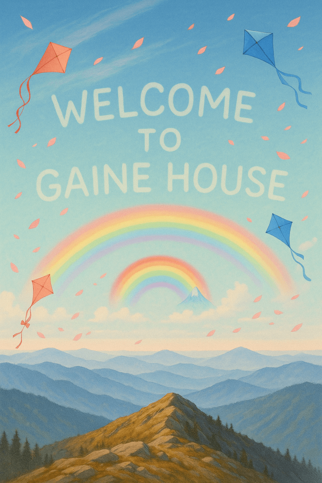 Rainbow Horizon Over Mountains fine art poster for office walls