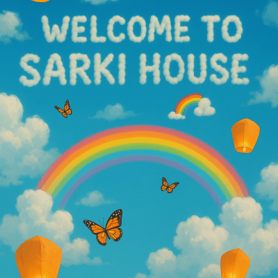 Rainbow Welcome Sky wall art print for home decor