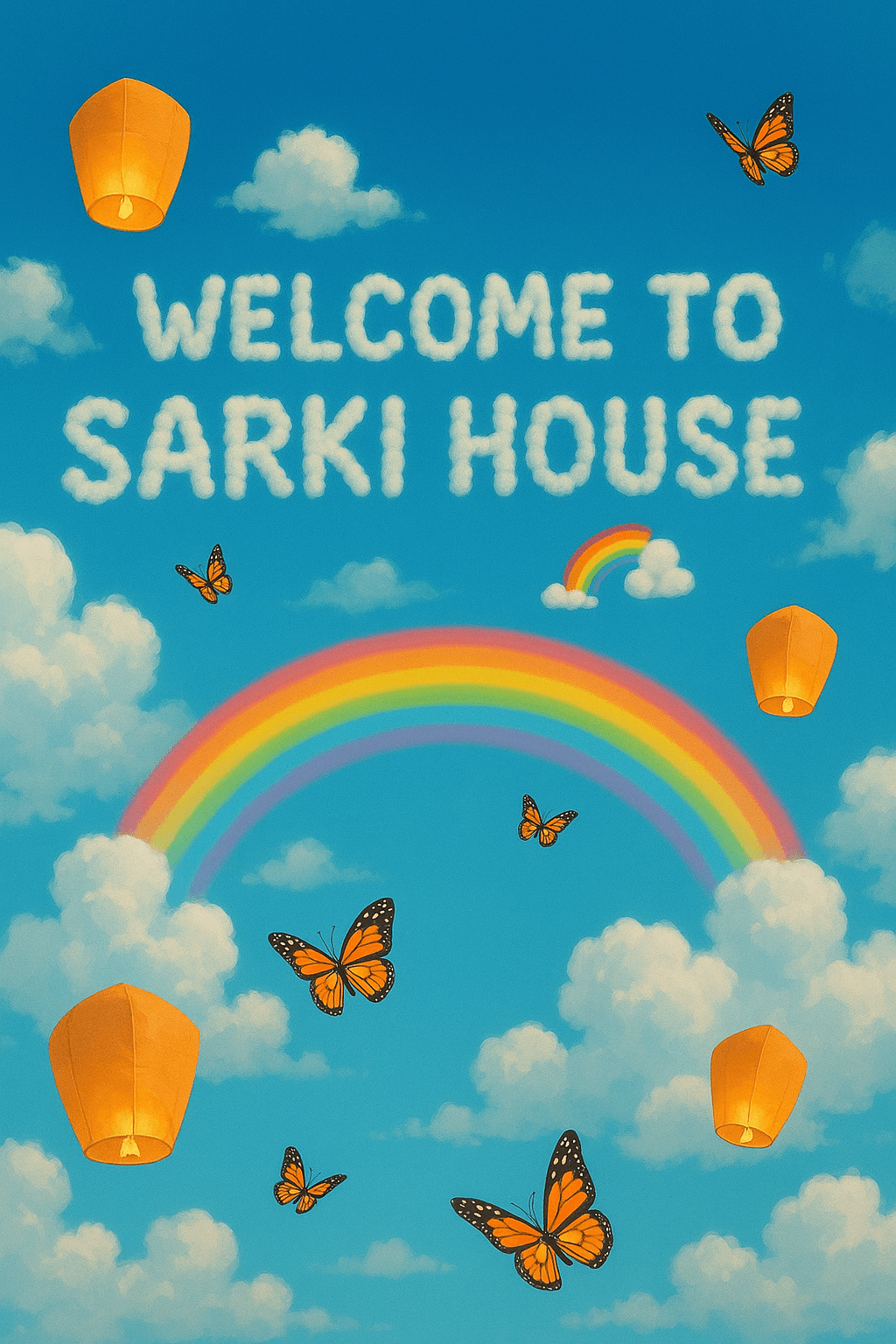 Rainbow Welcome Sky wall art print for home decor