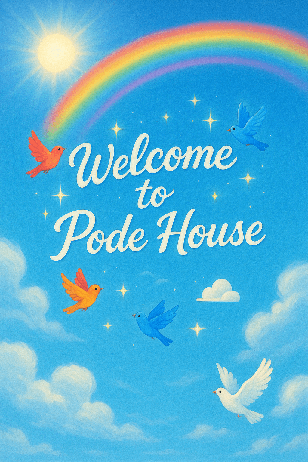 Rainbow Welcome Sky wall art print for home decor