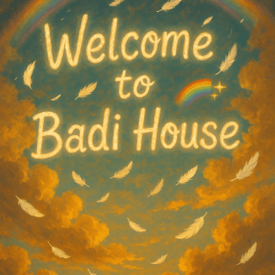 Surreal Sky Welcome modern art print for studio or study