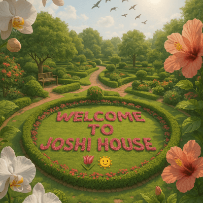 Joshi House Garden Welcome canvas wall art for living room