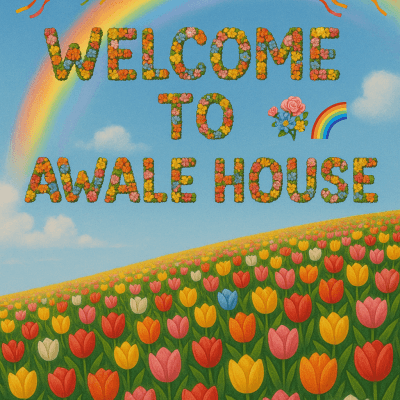 Rainbow Tulip Welcome wall art print for home decor