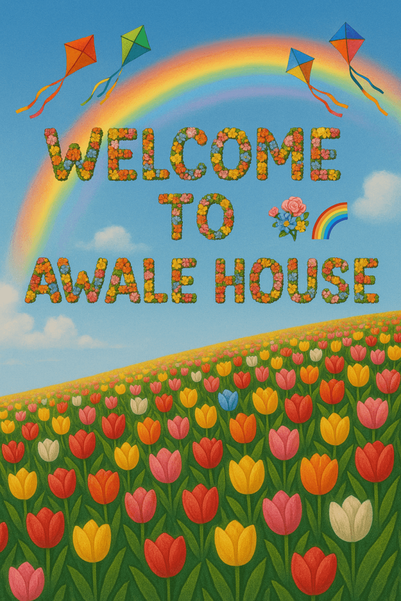 Rainbow Tulip Welcome wall art print for home decor