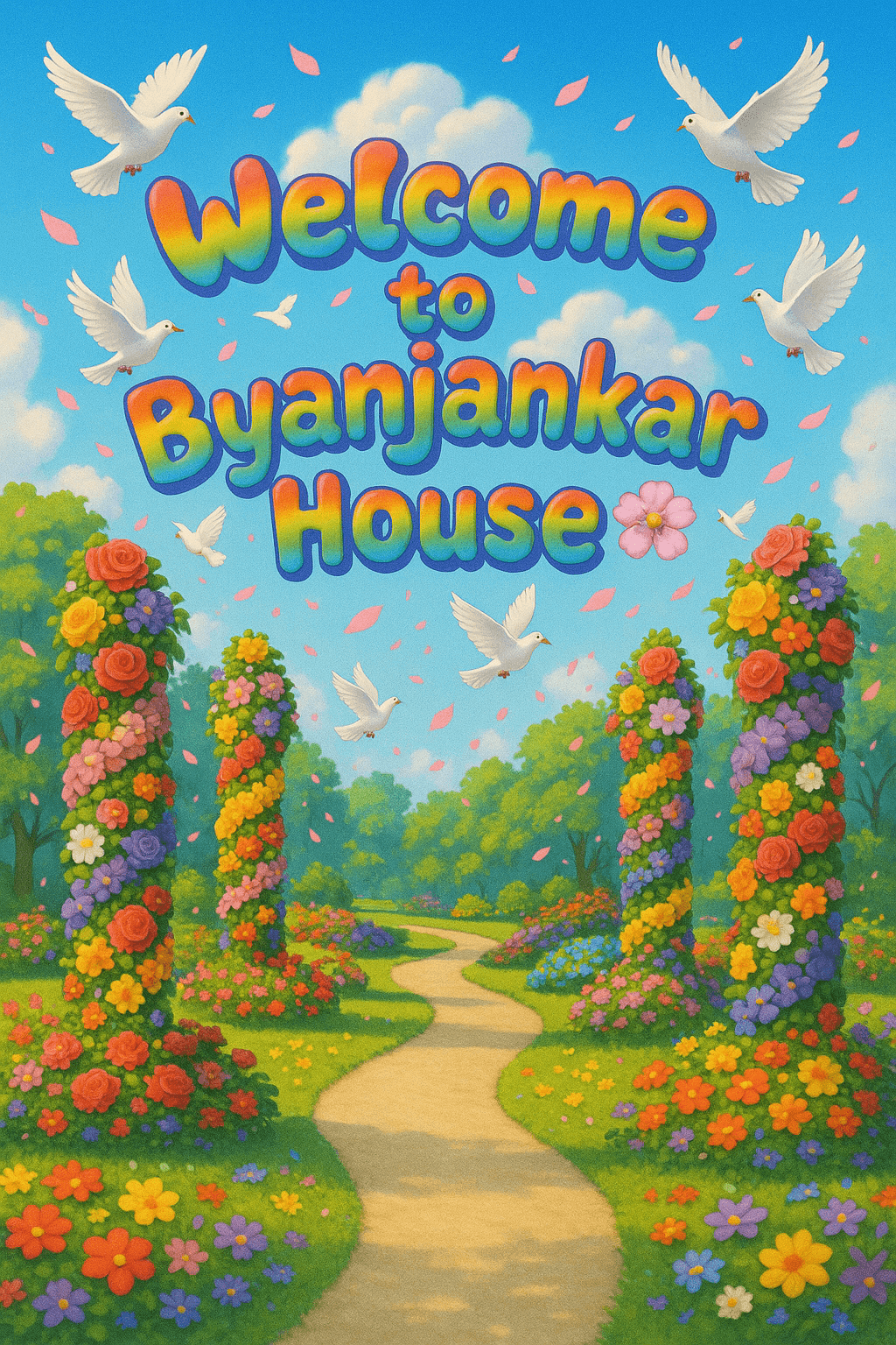 Byanjankar Garden Welcome canvas wall art for living room