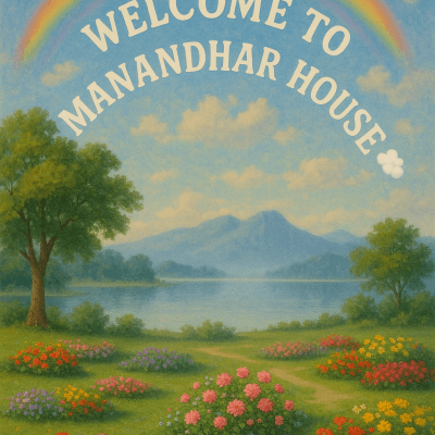Manandhar House Welcome wall art print for home decor