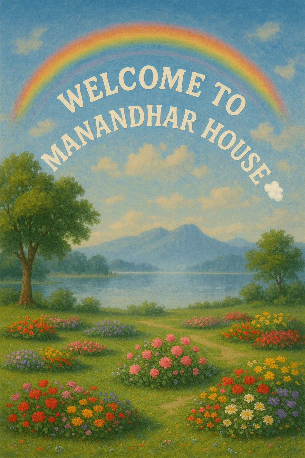 Manandhar House Welcome wall art print for home decor