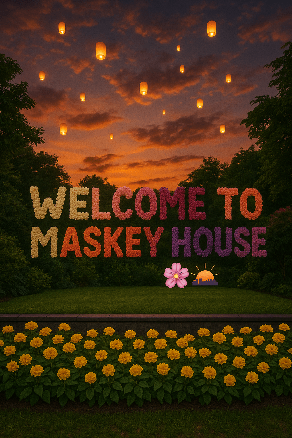 Twilight Garden Welcome canvas wall art for living room