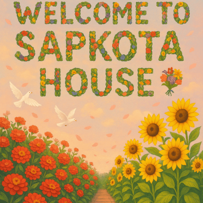 Flower Terrace Welcome digital artwork for bedroom or office