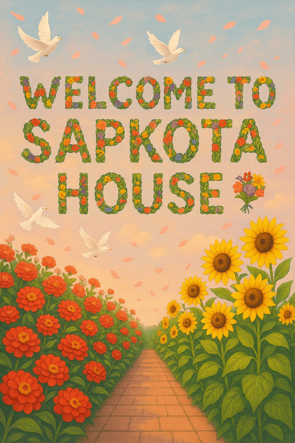 Flower Terrace Welcome digital artwork for bedroom or office