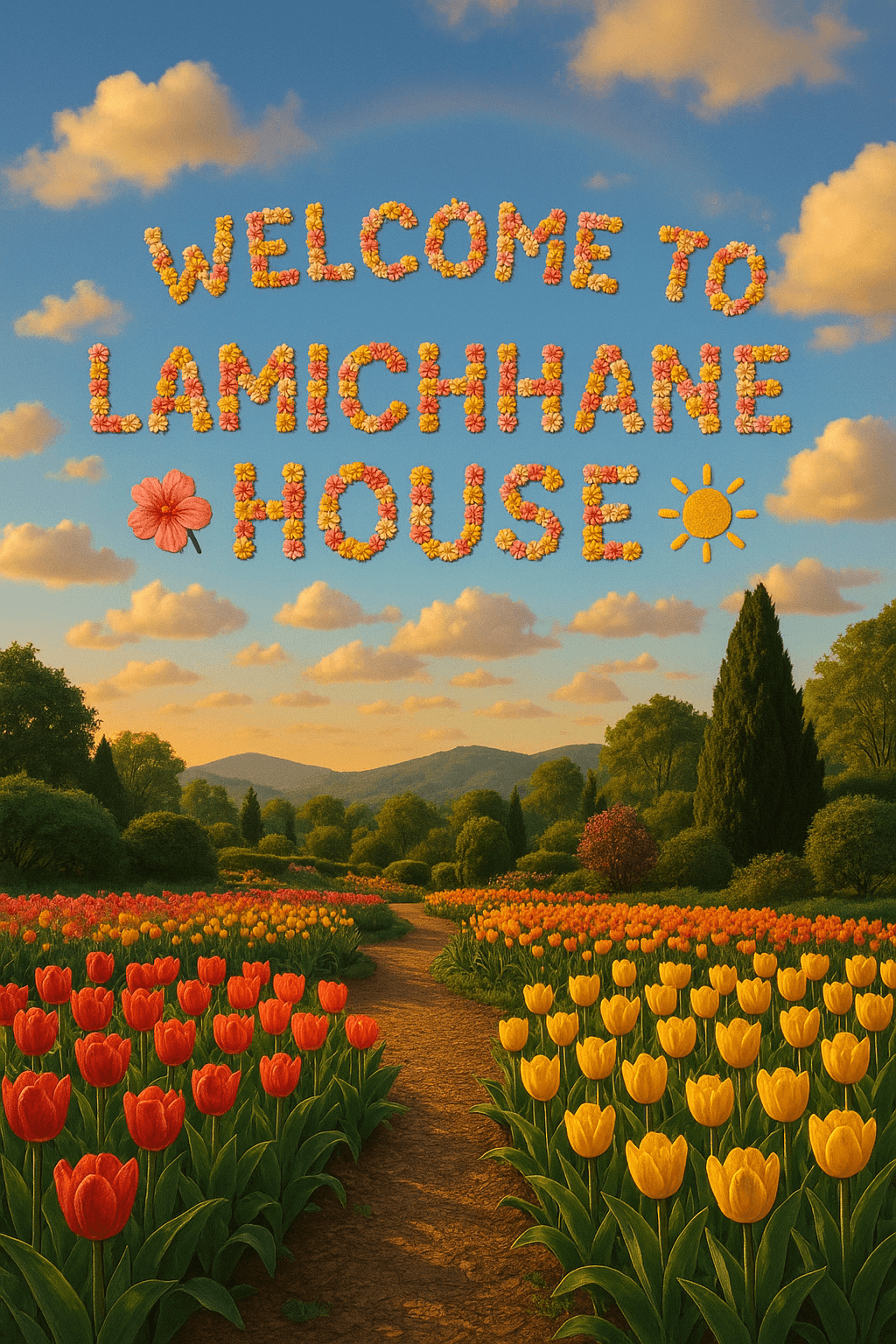 Lamichhane Garden At Dusk wall art print for home decor