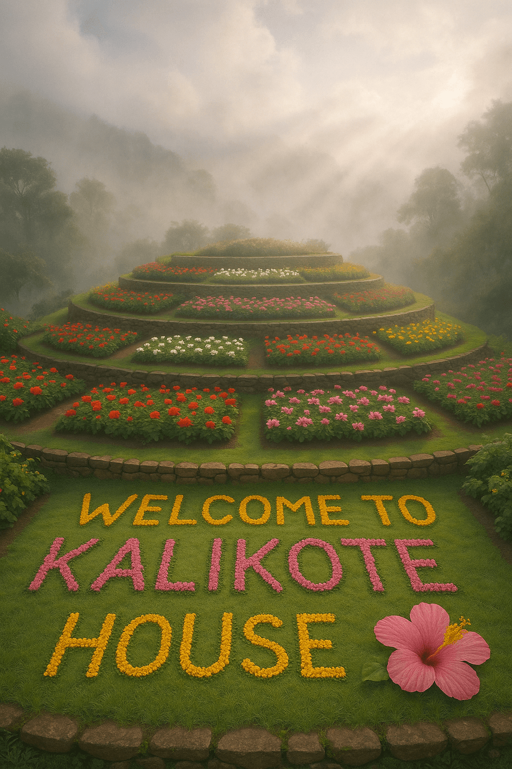 Misty Hilltop Garden Display contemporary art piece for any space