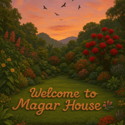 Highland Garden Welcome digital artwork for bedroom or office