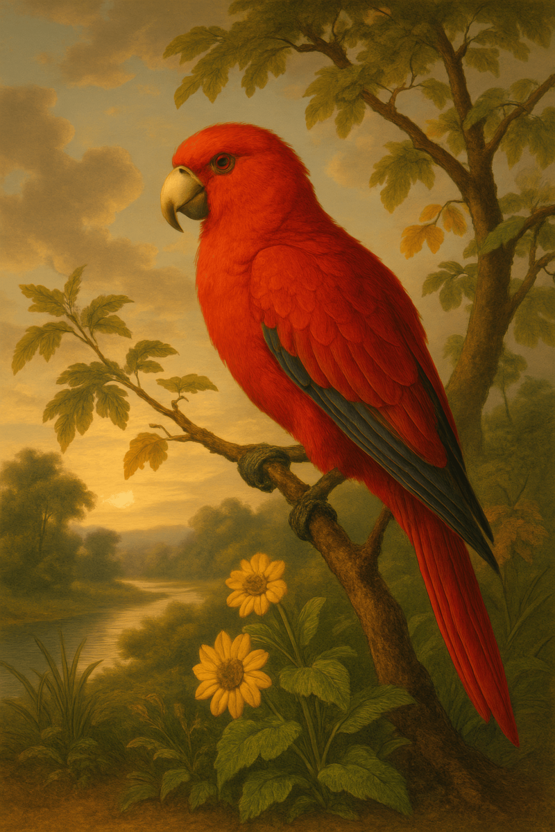 Vibrant Parrot In Golden Light wall art print for home decor
