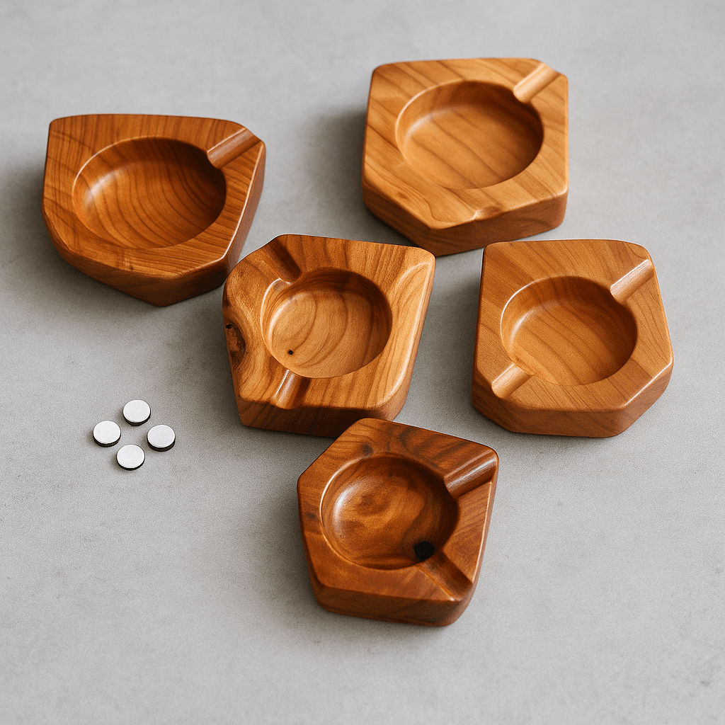 Handcrafted Wooden Ashtray, Natural Grain Finish and Non-Slip Feet - Image 2