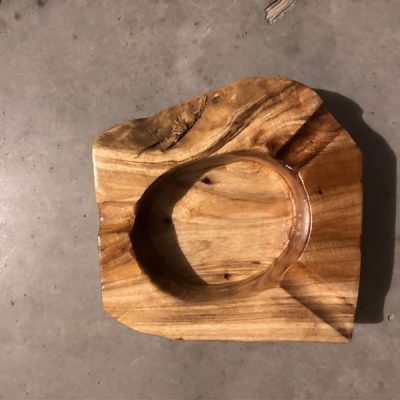 Hand-Carved Natural Wood Ashtray - One of a Kind